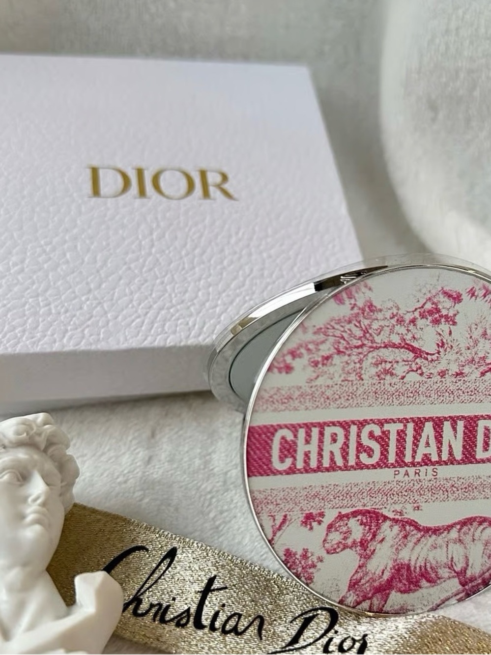 Christian Dior Pink Tiger Toile de Jouy Compact Pocket Mirror.